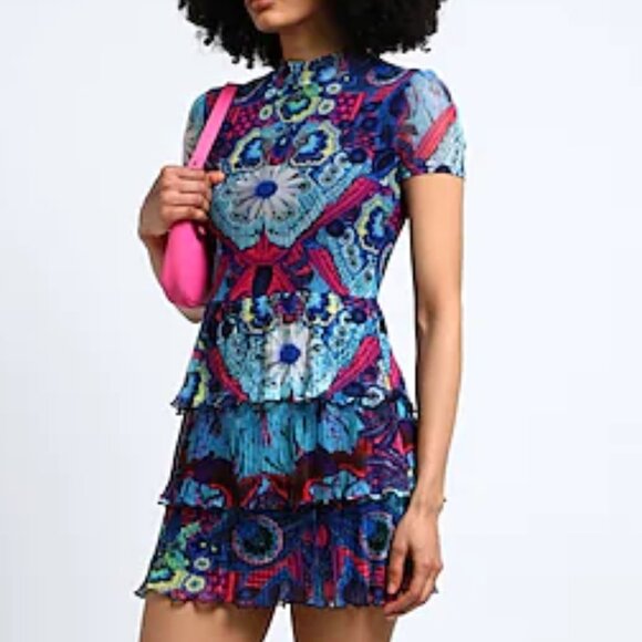 Artsy & Colorful Desigual. Blue Mini Dress Size Large (EU), Size Medium (US) - Picture 1 of 16